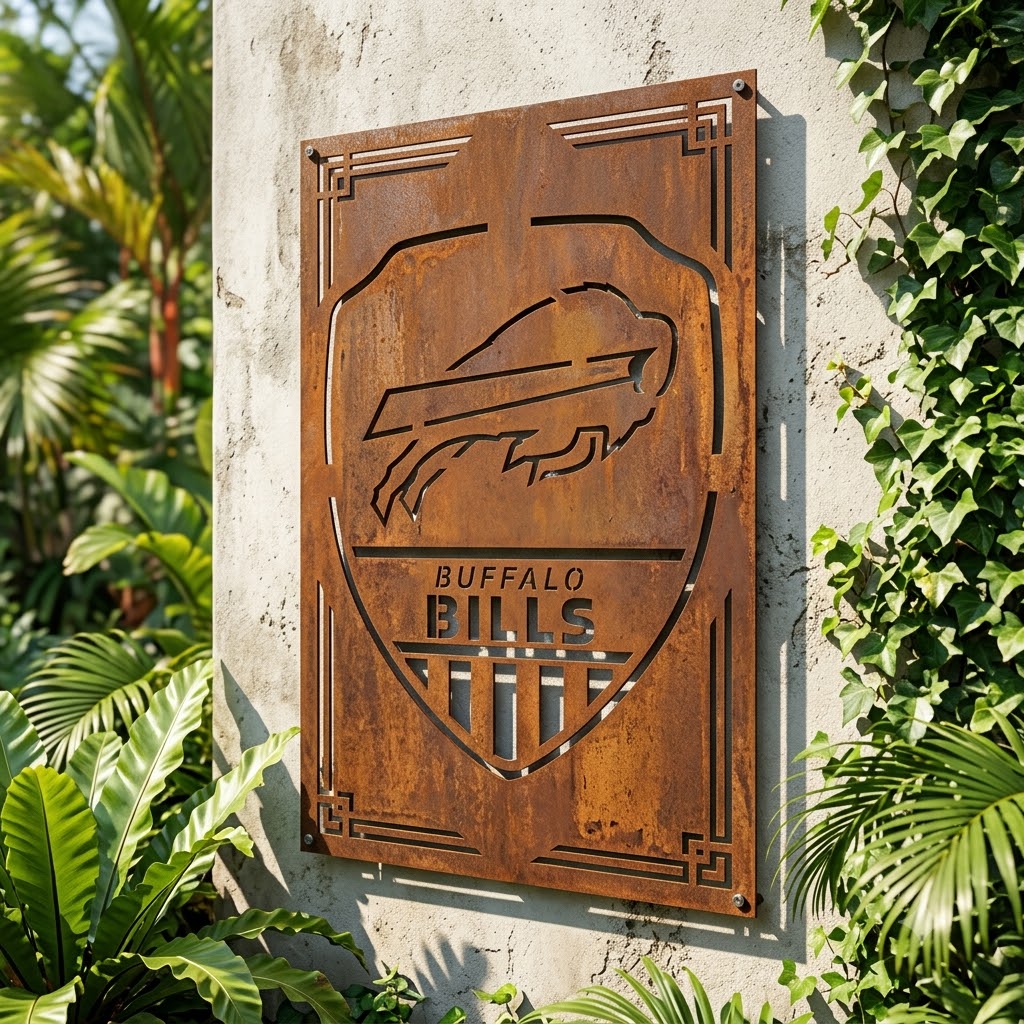 Buffalo Bills Shield Custom Logo Metal Wall Panel – NFL American Football Fan Wall Decor Gift