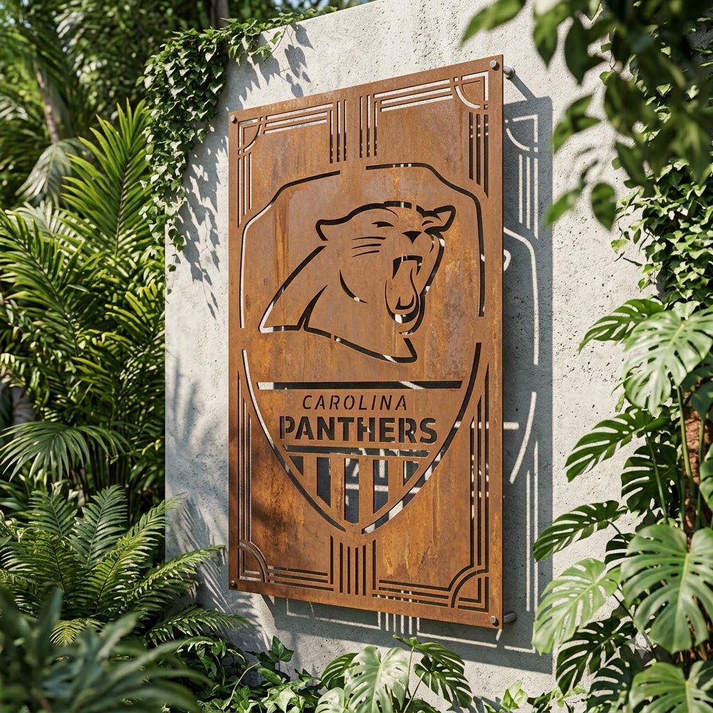 Carolina Panthers Shield Custom Logo Metal Wall Panel – NFL American Football Fan Wall Decor Gift