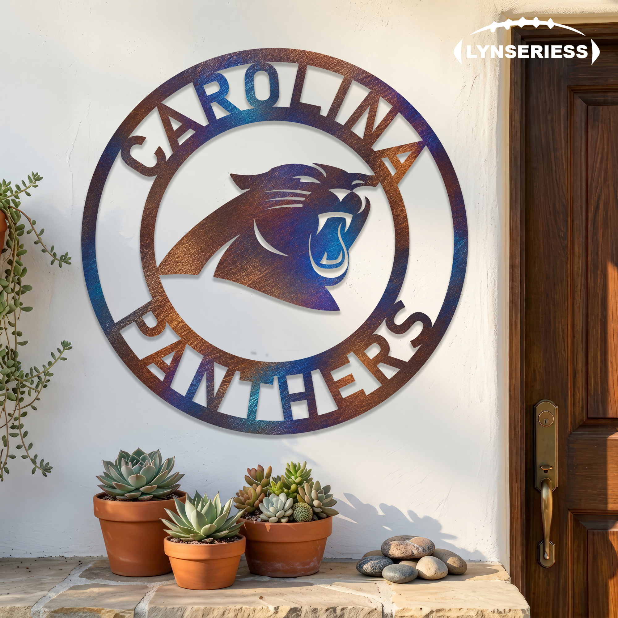 Carolina Panthers NFL Fire Roasted Metal Wall Art Football Fan Gift Outdoor Patio Porch Vintage Decor