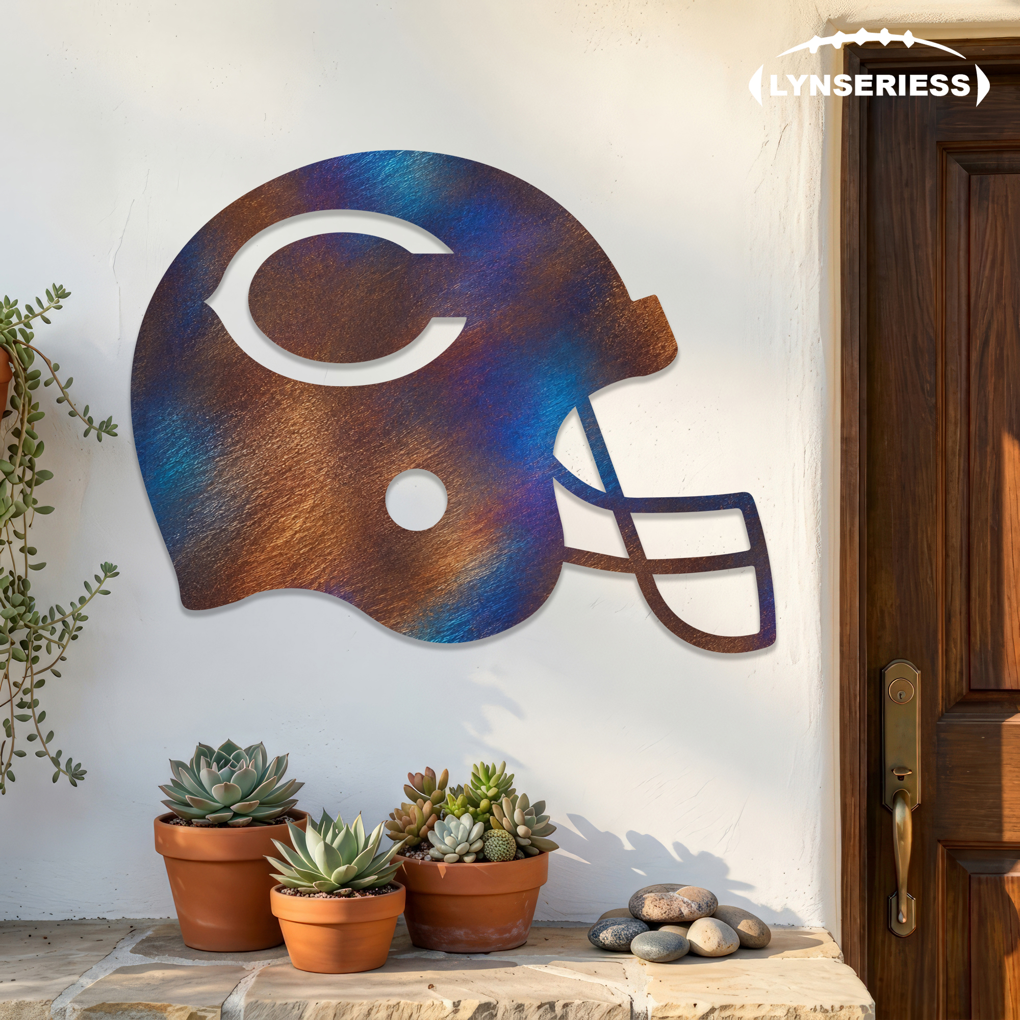 Chicago Bears 2 NFL Fire Roasted Metal Wall Art Football Fan Gift Outdoor Patio Porch Vintage Decor