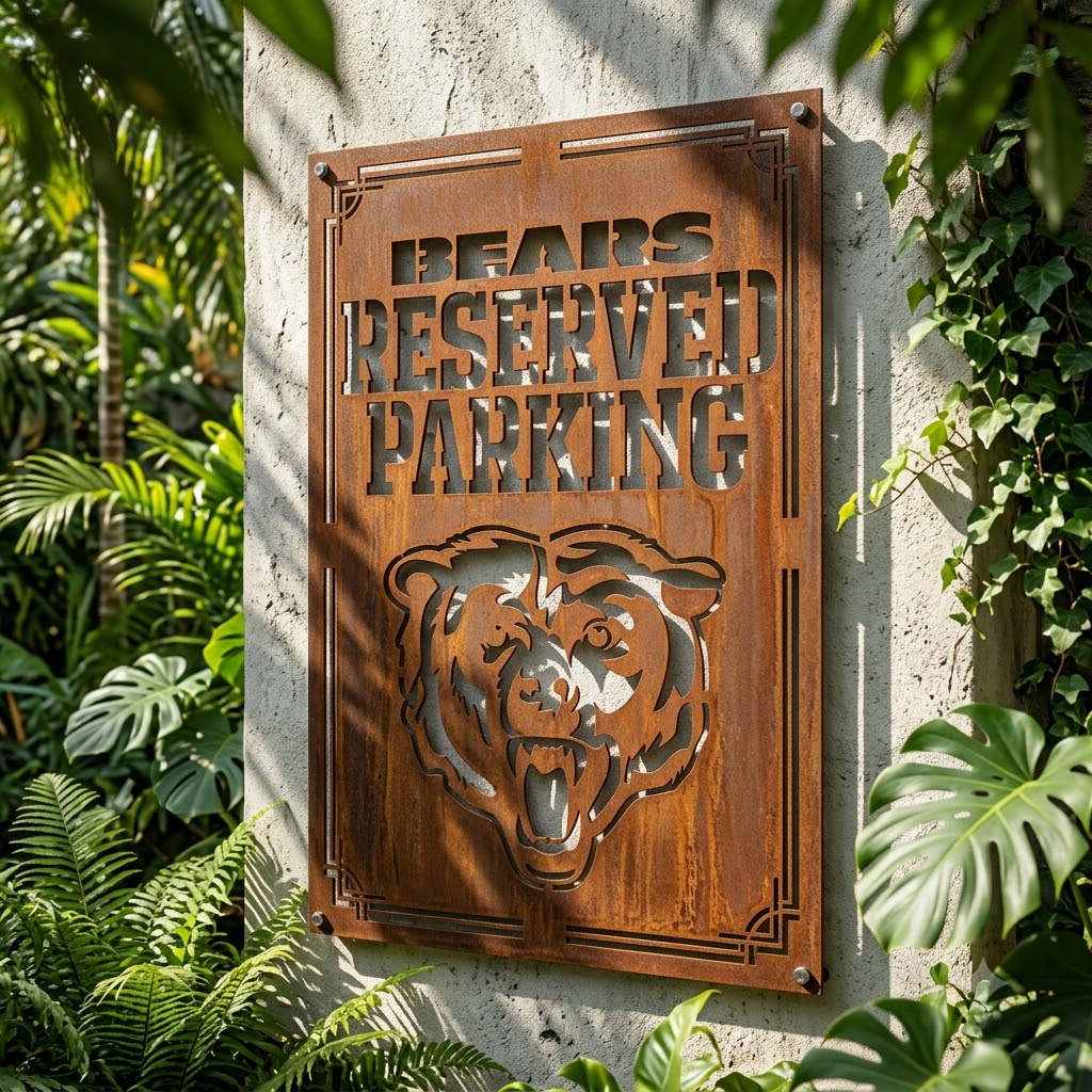 Chicago Bears Reserved Parking Logo Metal Custom Metal Garden Panel NFL Wall Art Home Decor