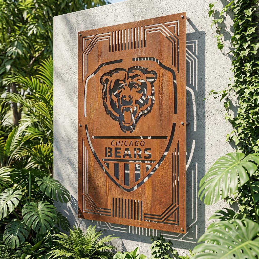 Chicago Bears Shield Shape Metal Custom Metal Garden Panel NFL Fan Wall Art Home Decor
