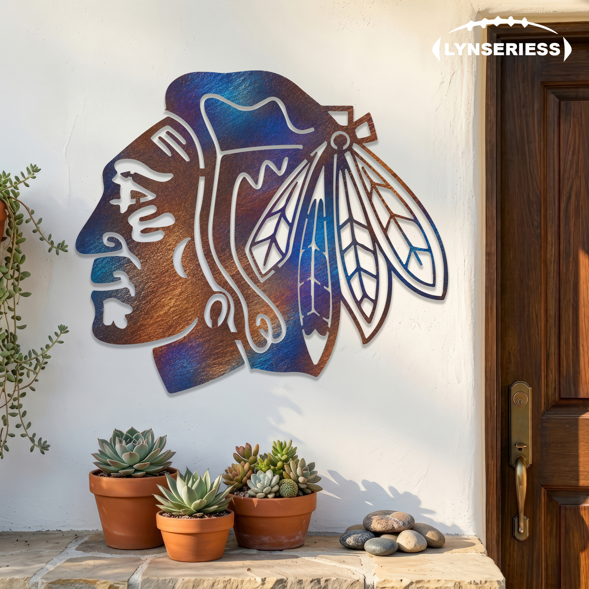 Chicago Blackhawks 2 NHL Fire Roasted Metal Wall Art Hockey Fan Gift Outdoor Patio Porch Vintage Decor