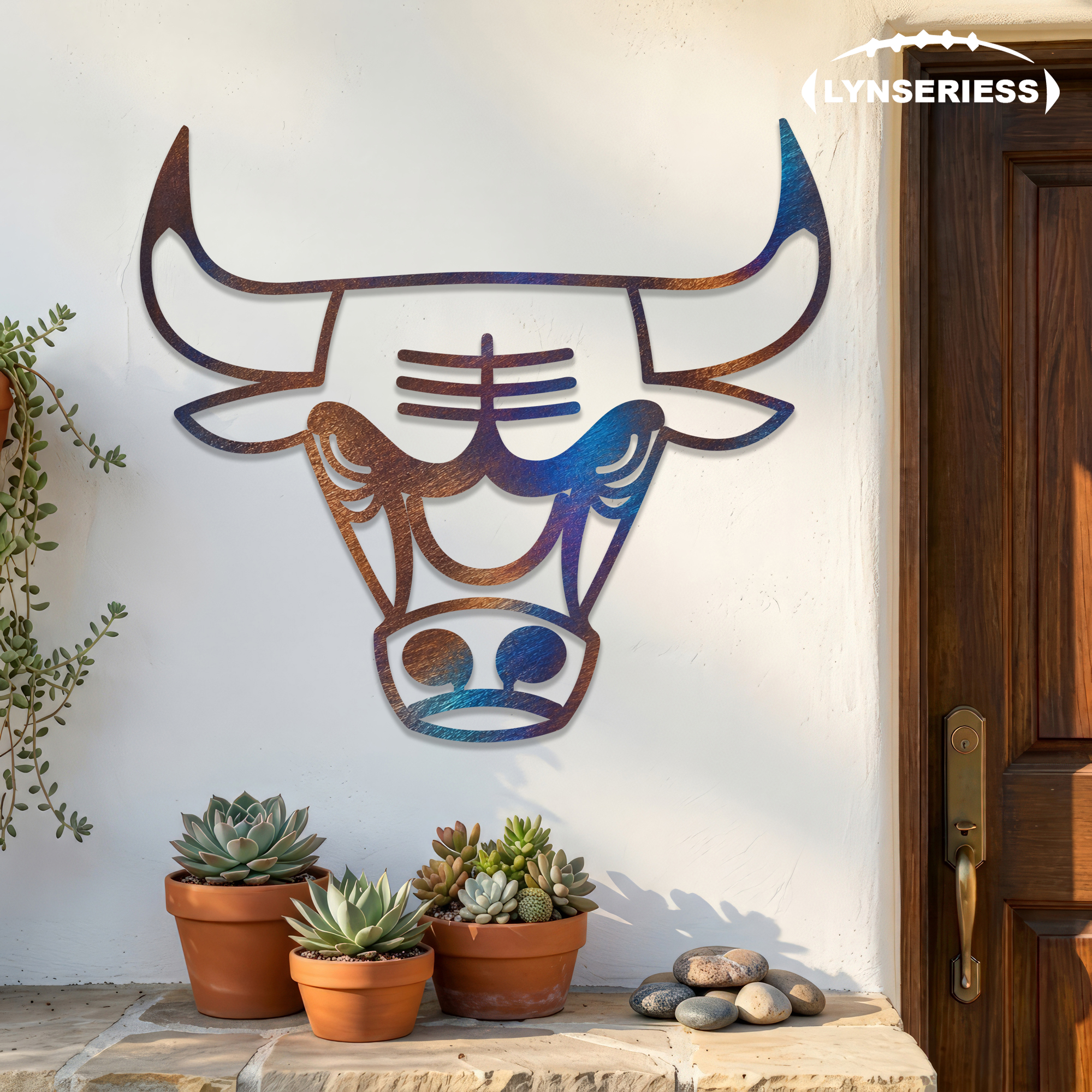 Chicago Bulls 2 NBA Fire Roasted Metal Wall Art Basketball Fan Gift Outdoor Patio Porch Vintage Decor