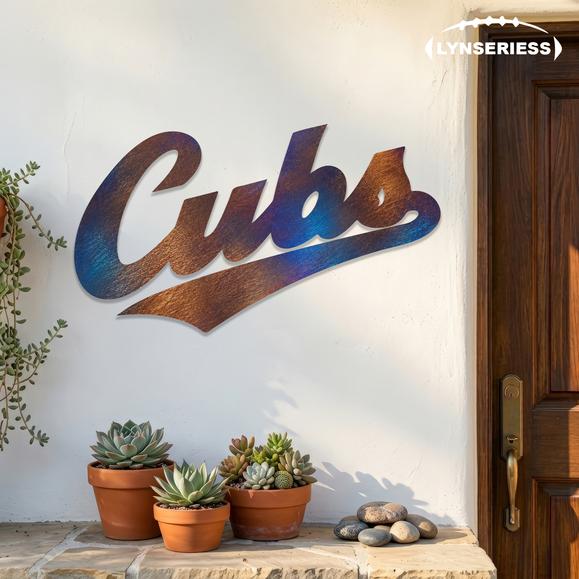 Chicago Cubs 2 MLB Fire Roasted Metal Wall Art Baseball Fan Gift Outdoor Patio Porch Vintage Decor