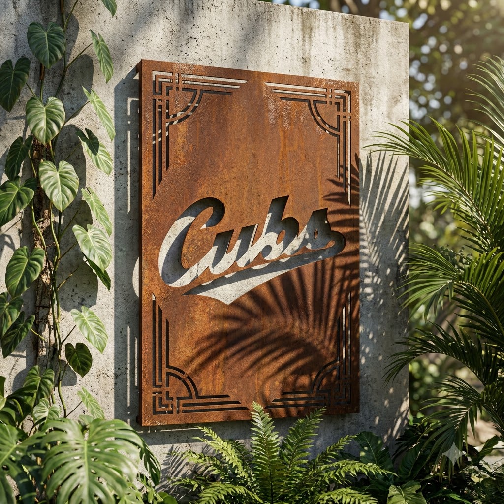 Chicago Cubs Logo Metal Custom Metal Garden Panel MLB Fan Wall Art Decor