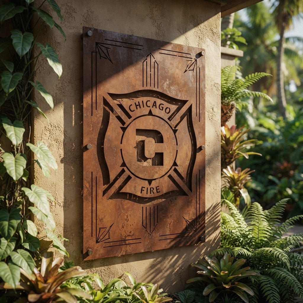 Chicago Fire FC Logo Custom Metal Garden Panel MLS Wall Art Home Decor