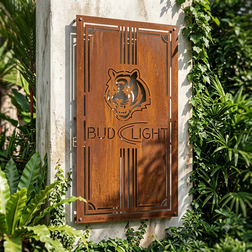 Cincinnati Bengals Bud Light Metal Custom Metal Garden Panel Home Bar Wall Art Decor