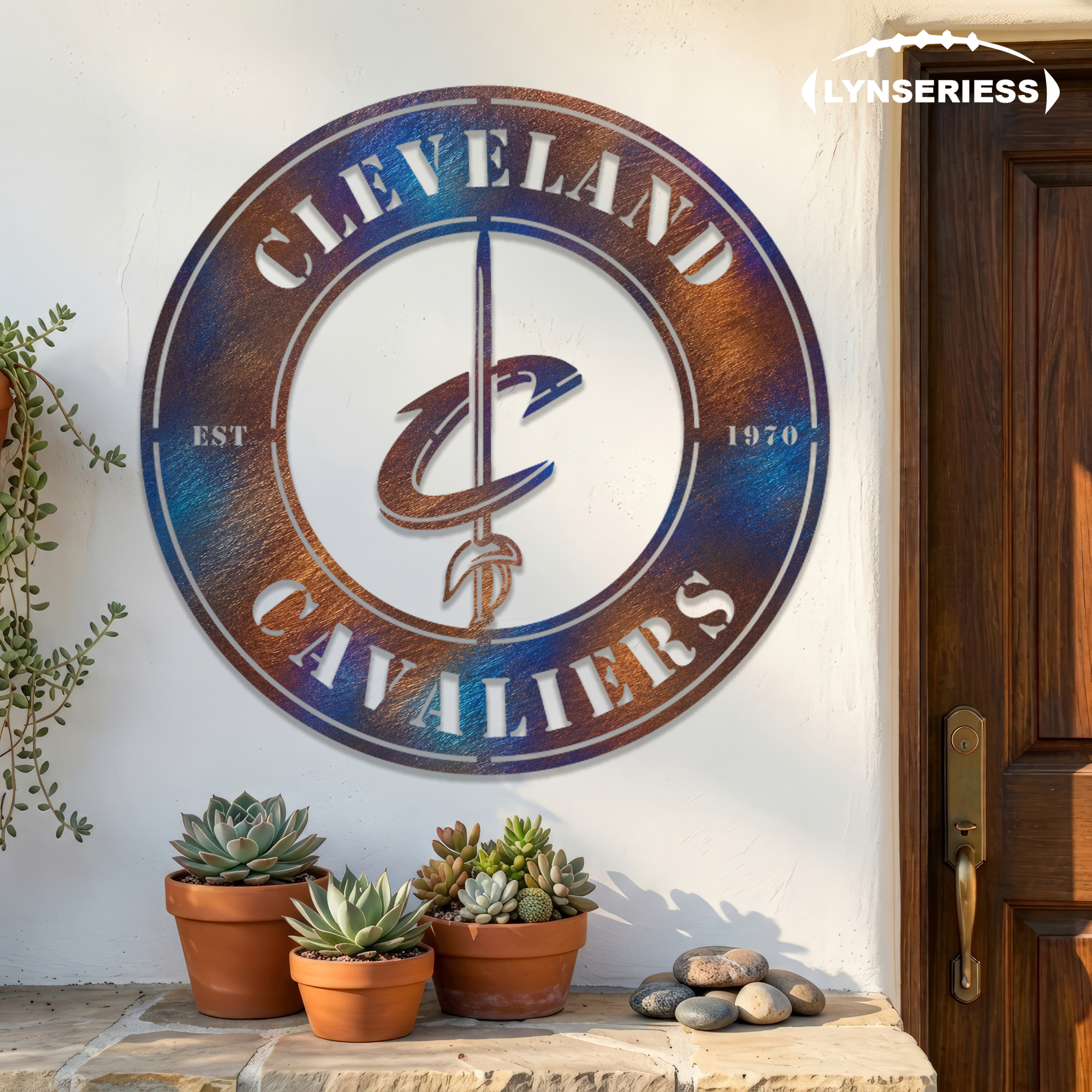 Cleveland Cavaliers NBA Fire Roasted Metal Wall Art Basketball Fan Gift Outdoor Patio Porch Vintage Decor