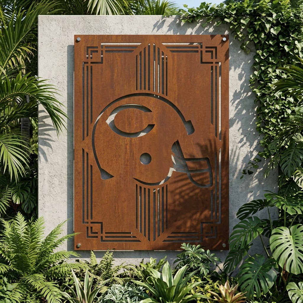 Chicago Bears Helmet Custom Logo Metal Wall Panel – NFL American Football Fan Wall Decor Gift