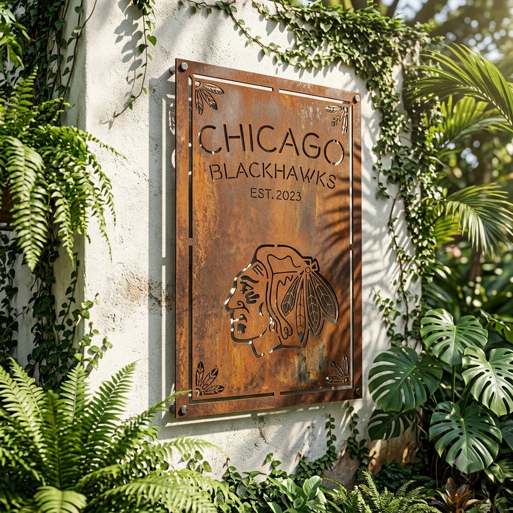 Custom Chicago Blackhawks Custom Metal Garden Panel Home Bar Wall Art Decor