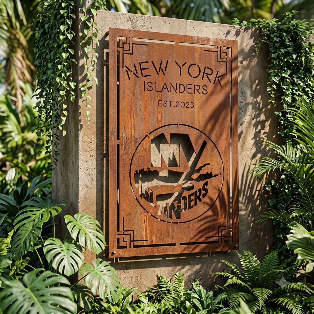 Custom New York Islanders Custom Metal Garden Panel Home Bar Wall Art Decor