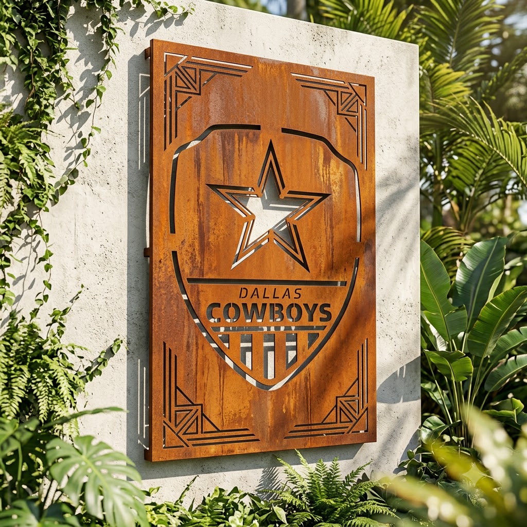 Dallas Cowboys Shield Shape Metal Custom Metal Garden Panel NFL Fan Wall Art Home Decor