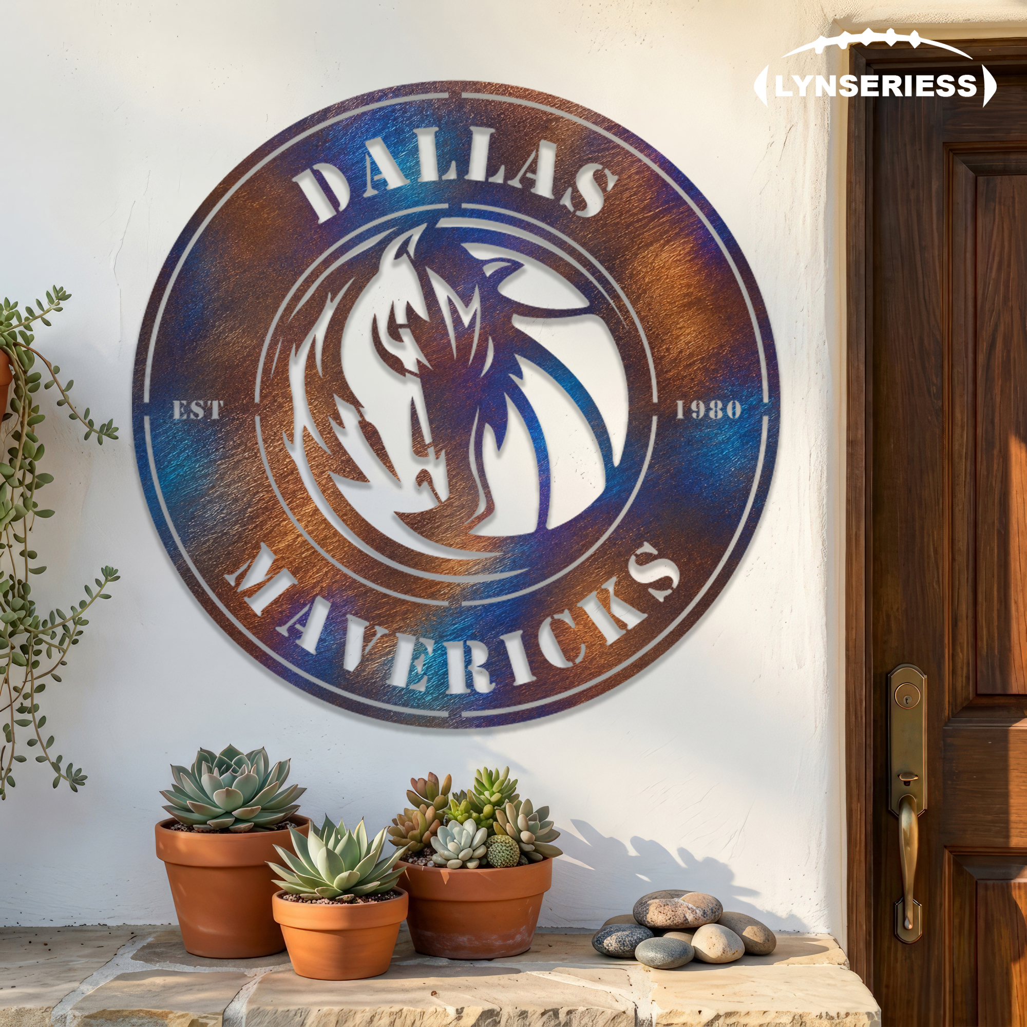 Dallas Mavericks NBA Fire Roasted Metal Wall Art Basketball Fan Gift Outdoor Patio Porch Vintage Decor