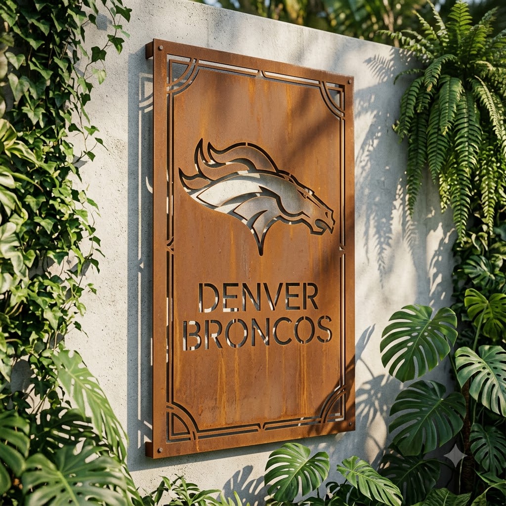 Denver Broncos Metal Custom Metal Garden Panel Home Bar Wall Art Decor