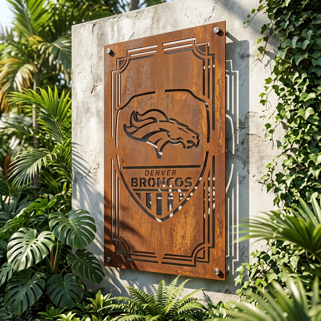 Denver Broncos Shield Custom Logo Metal Wall Panel – NFL American Football Fan Wall Decor Gift
