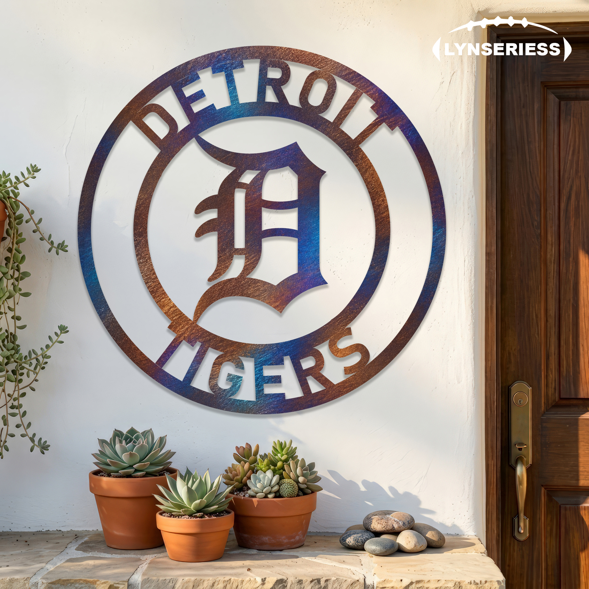Detroit Tigers MLB Fire Roasted Metal Wall Art Baseball Fan Gift Outdoor Patio Porch Vintage Decor