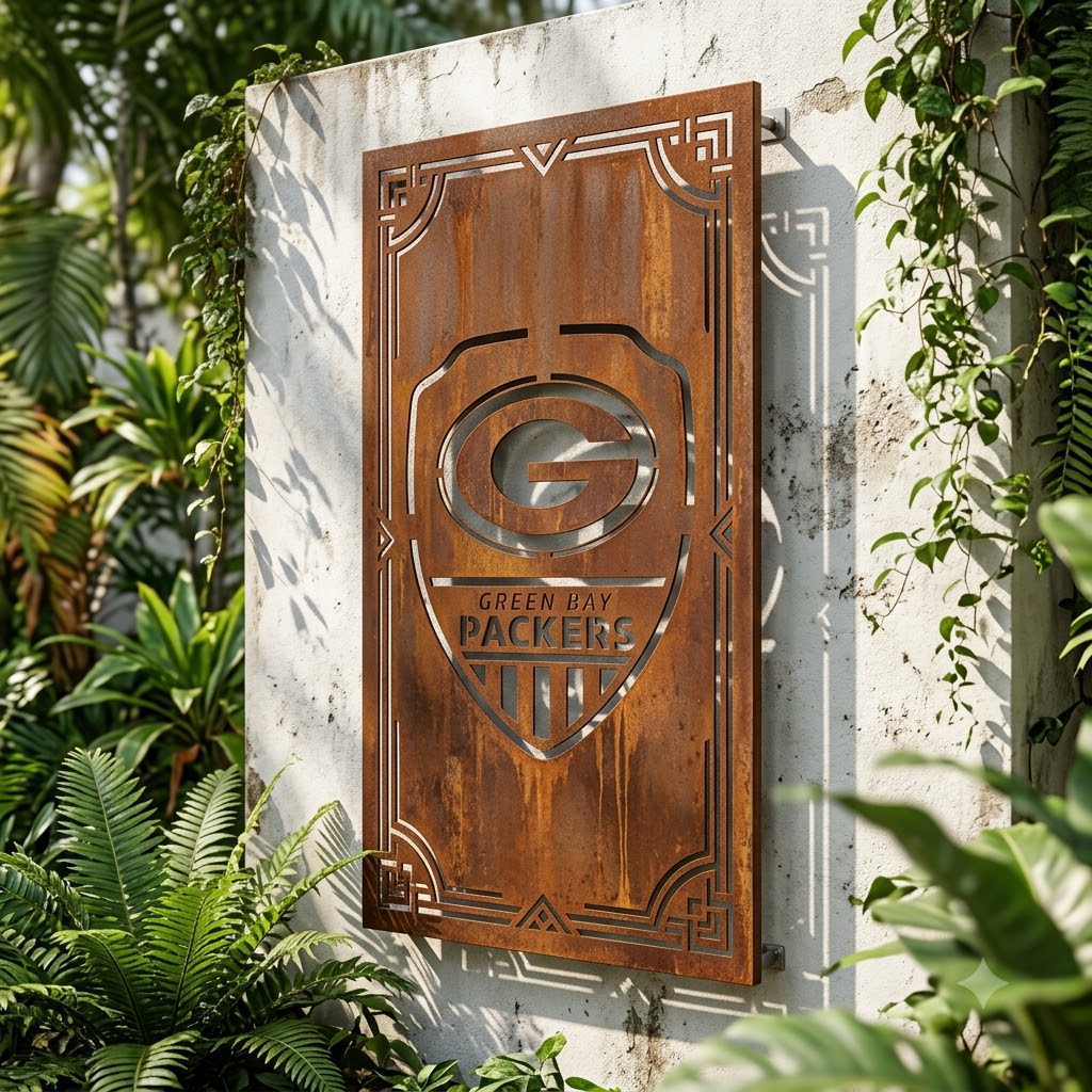 Green Bay Packers Shield Custom Logo Metal Wall Panel – NFL American Football Fan Wall Decor Gift