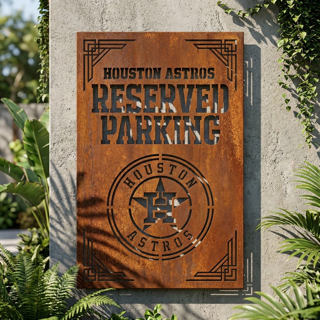 Houston Astros Reserved Parking Metal Custom Metal Garden Panel MLB Fan Wall Art Decor