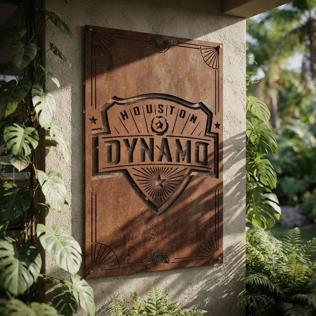 Houston Dynamo FC Logo Custom Metal Garden Panel MLS Wall Art Home Decor