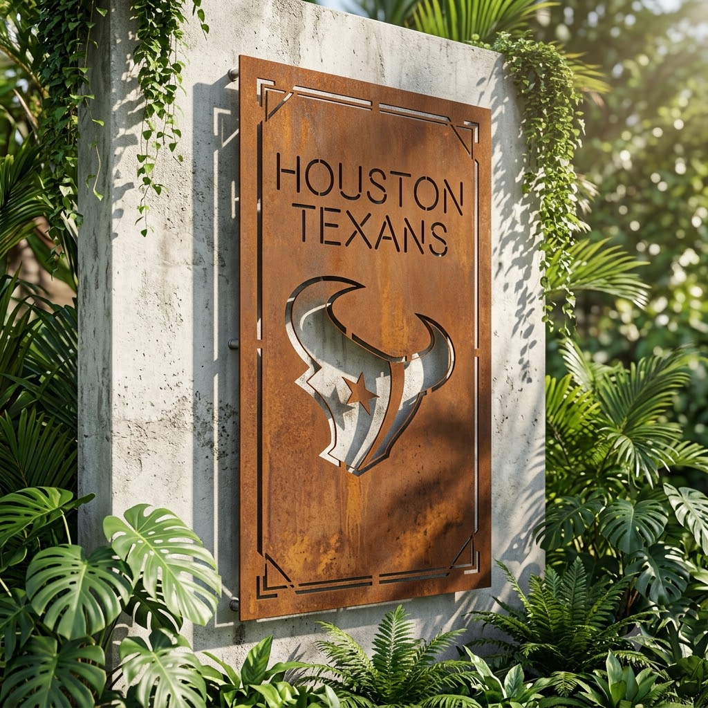 Houston Texans Metal Custom Metal Garden Panel Home Bar Wall Art Decor