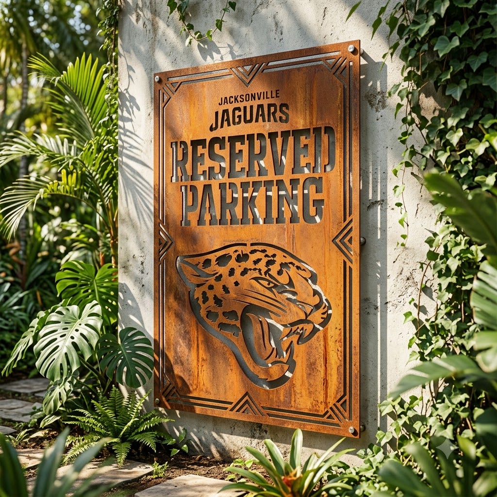 Jacksonville Jaguars Reserved Parking Custom Logo Metal Wall Panel – NFL American Football Fan Decor Gift