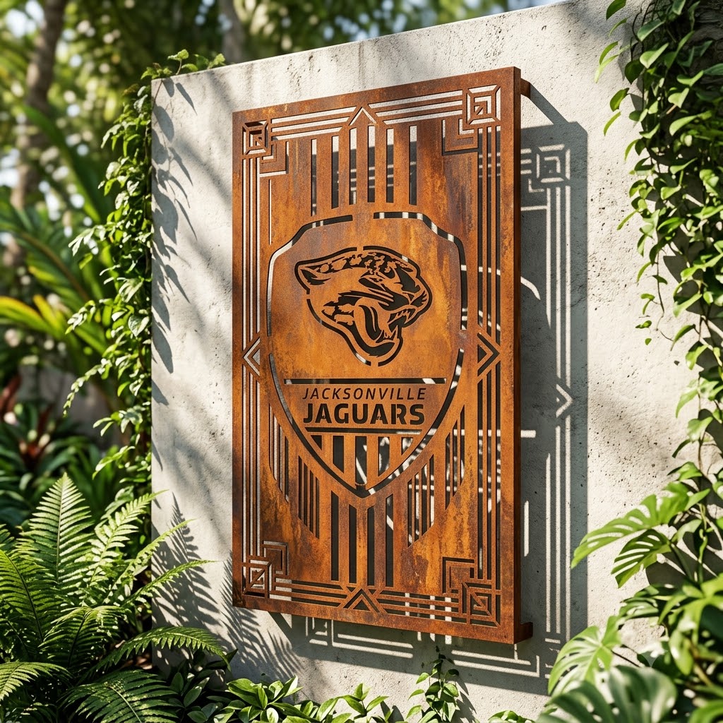 Jacksonville Jaguars Shield Custom Logo Metal Wall Panel – NFL American Football Fan Wall Decor Gift