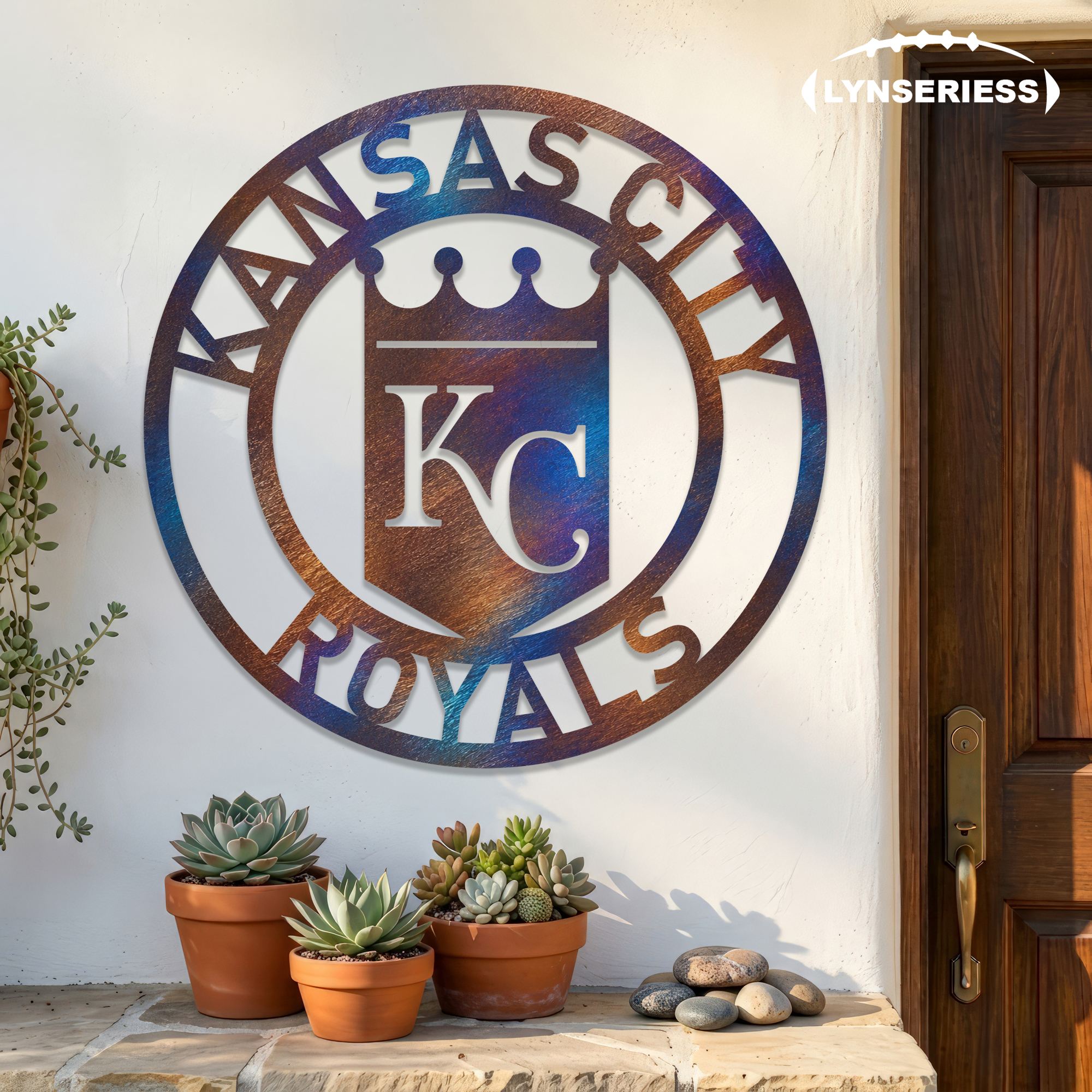 Kansas City Royals MLB Fire Roasted Metal Wall Art Baseball Fan Gift Outdoor Patio Porch Vintage Decor