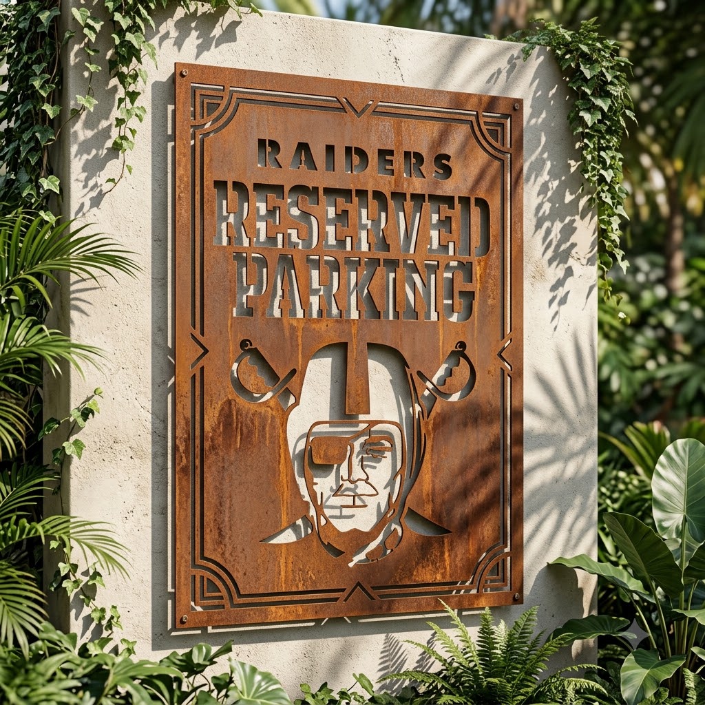 Las Vegas Raiders Reserved Parking Custom Logo Metal Wall Panel – NFL American Football Fan Decor Gift