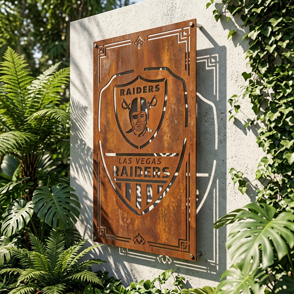 Las Vegas Raiders Shield Custom Logo Metal Wall Panel – NFL American Football Fan Wall Decor Gift