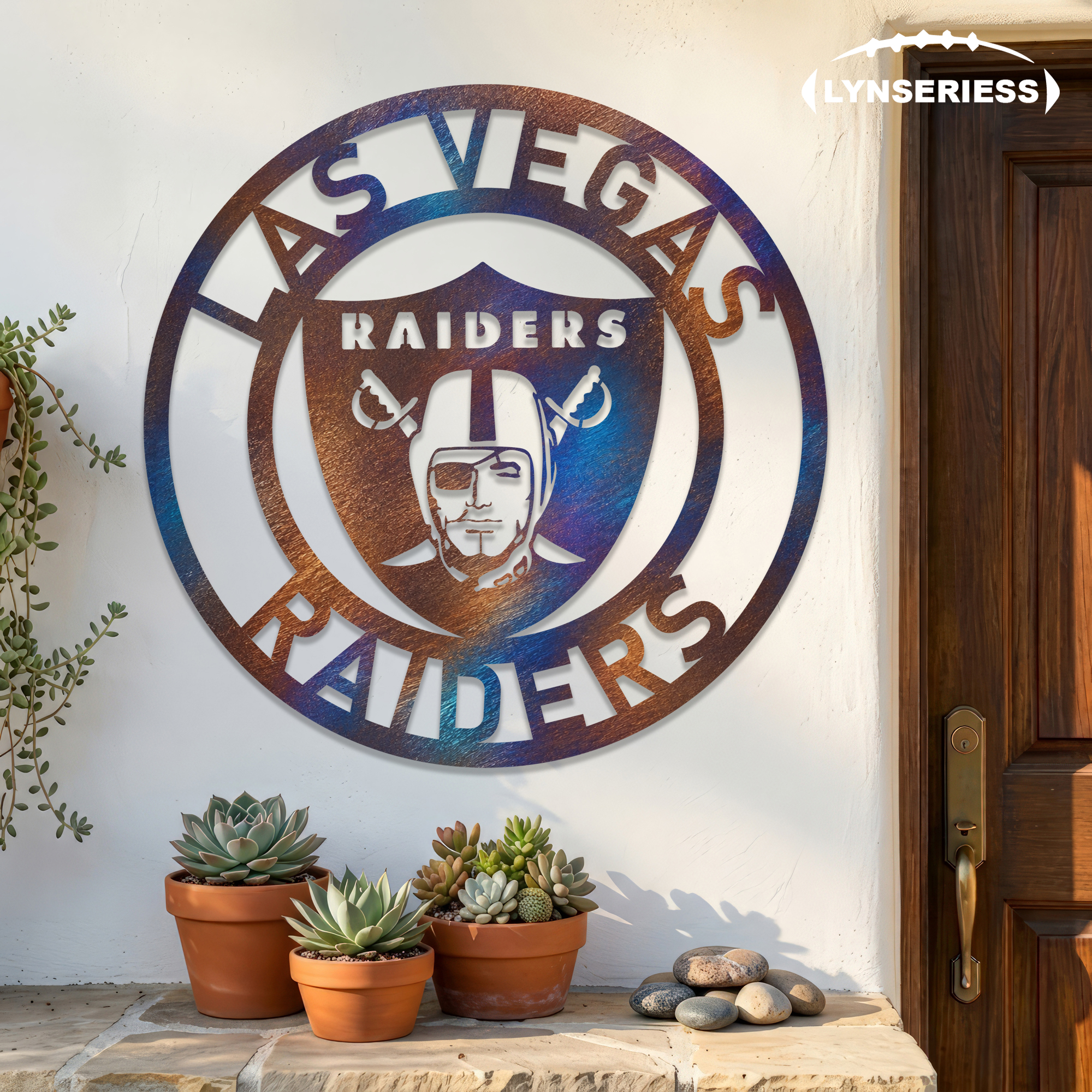Las Vegas Raiders NFL Fire Roasted Metal Wall Art Football Fan Gift Outdoor Patio Porch Vintage Decor