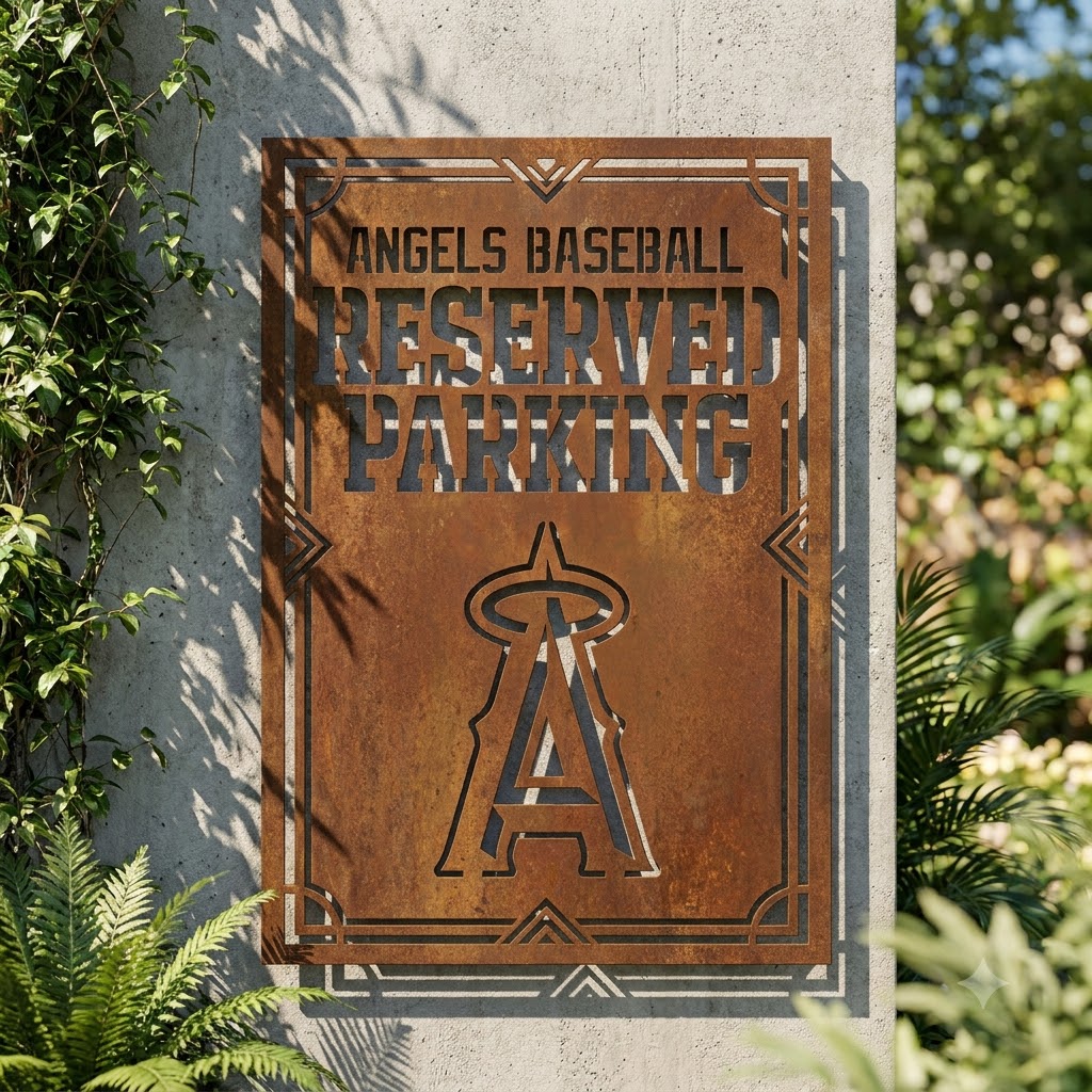 Los Angeles Angels Reserved Parking Metal Custom Metal Garden Panel MLB Fan Wall Art Decor