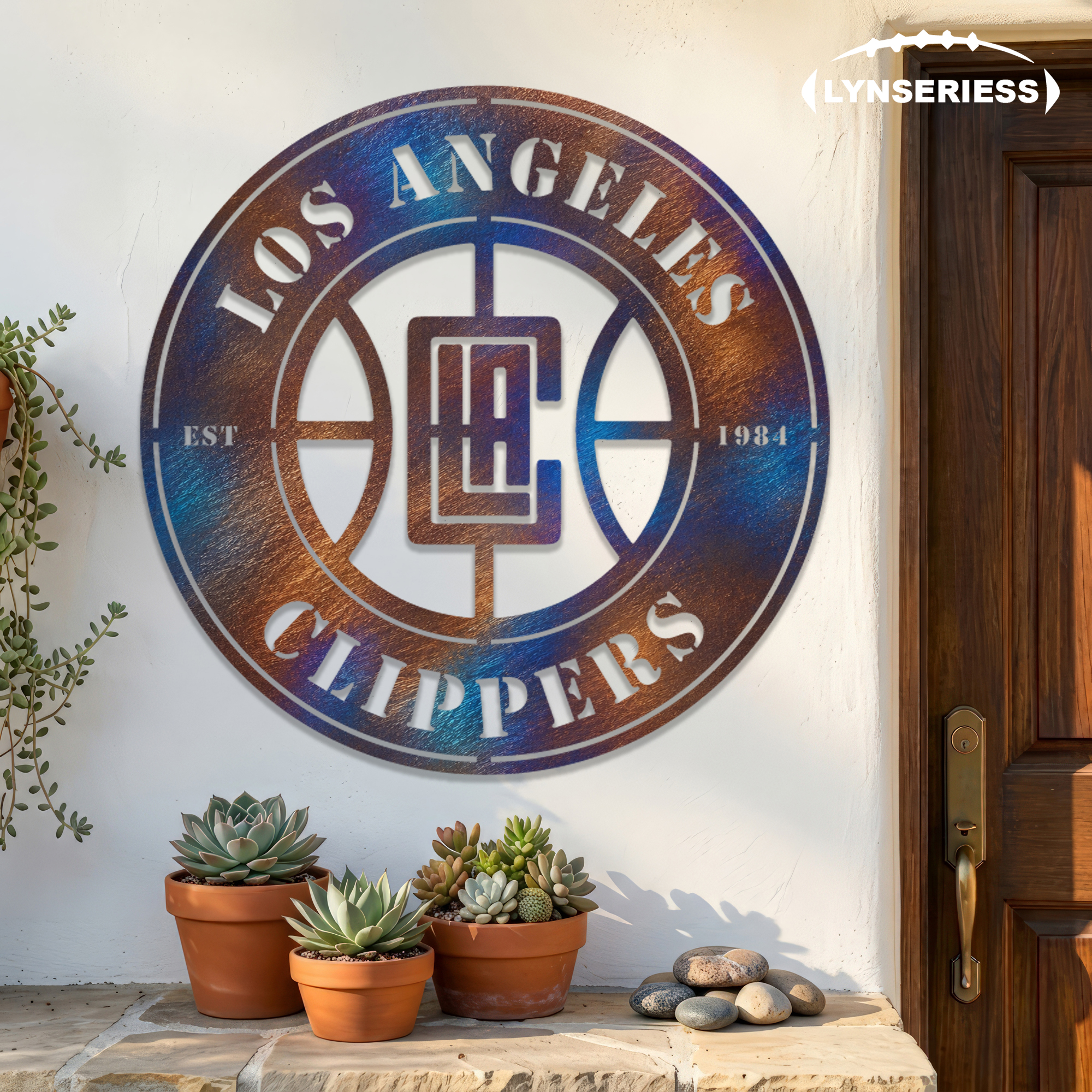 Los Angeles Clippers NBA Fire Roasted Metal Wall Art Basketball Fan Gift Outdoor Patio Porch Vintage Decor