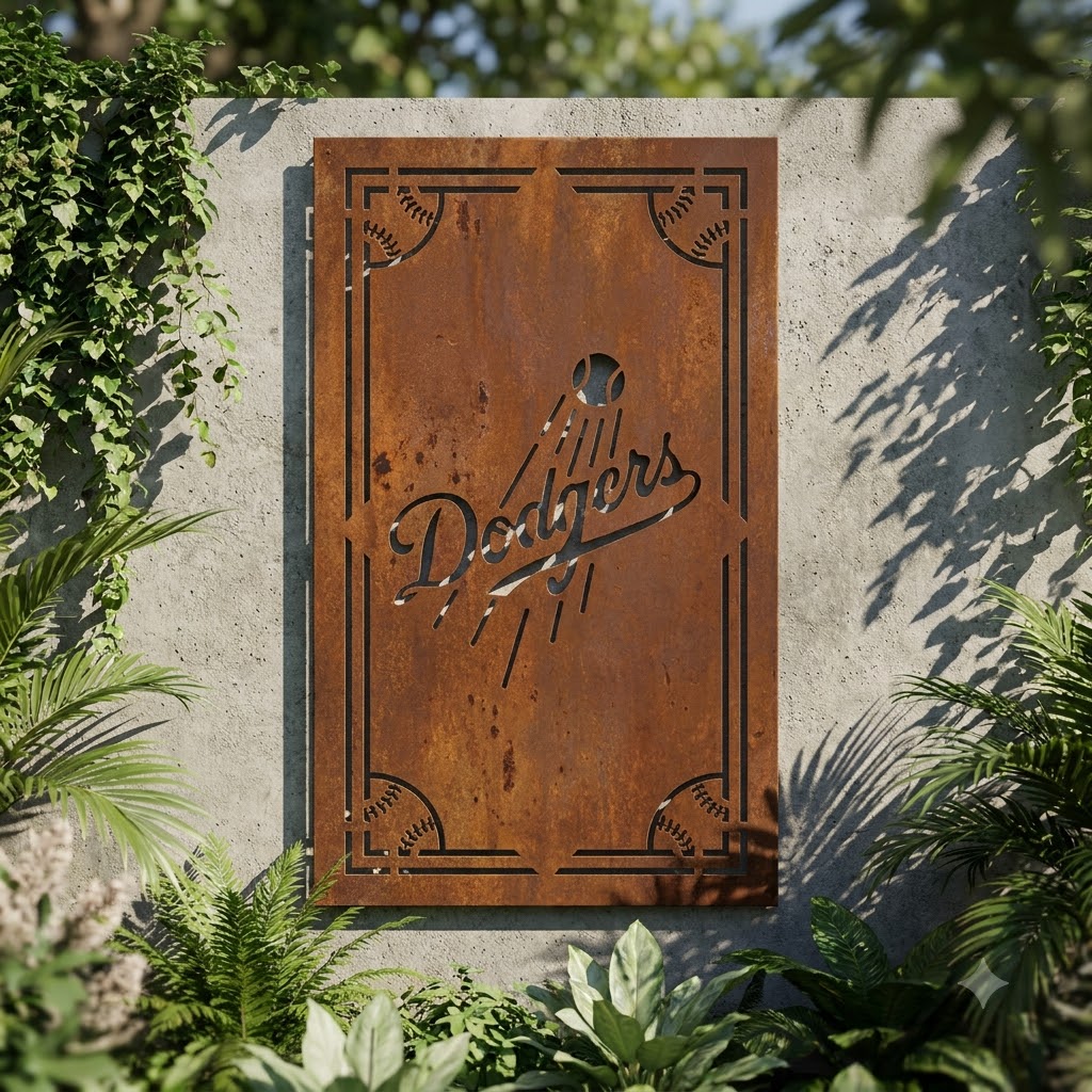 Los Angeles Dodgers Metal Custom Metal Garden Panel Home Bar Wall Art Decor