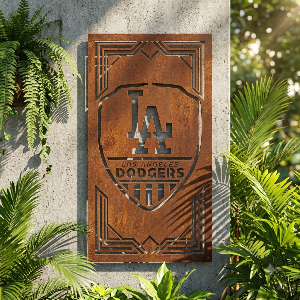 Los Angeles Dodgers Shield Shape Metal Custom Metal Garden Panel MLB Fan Wall Art Home Decor