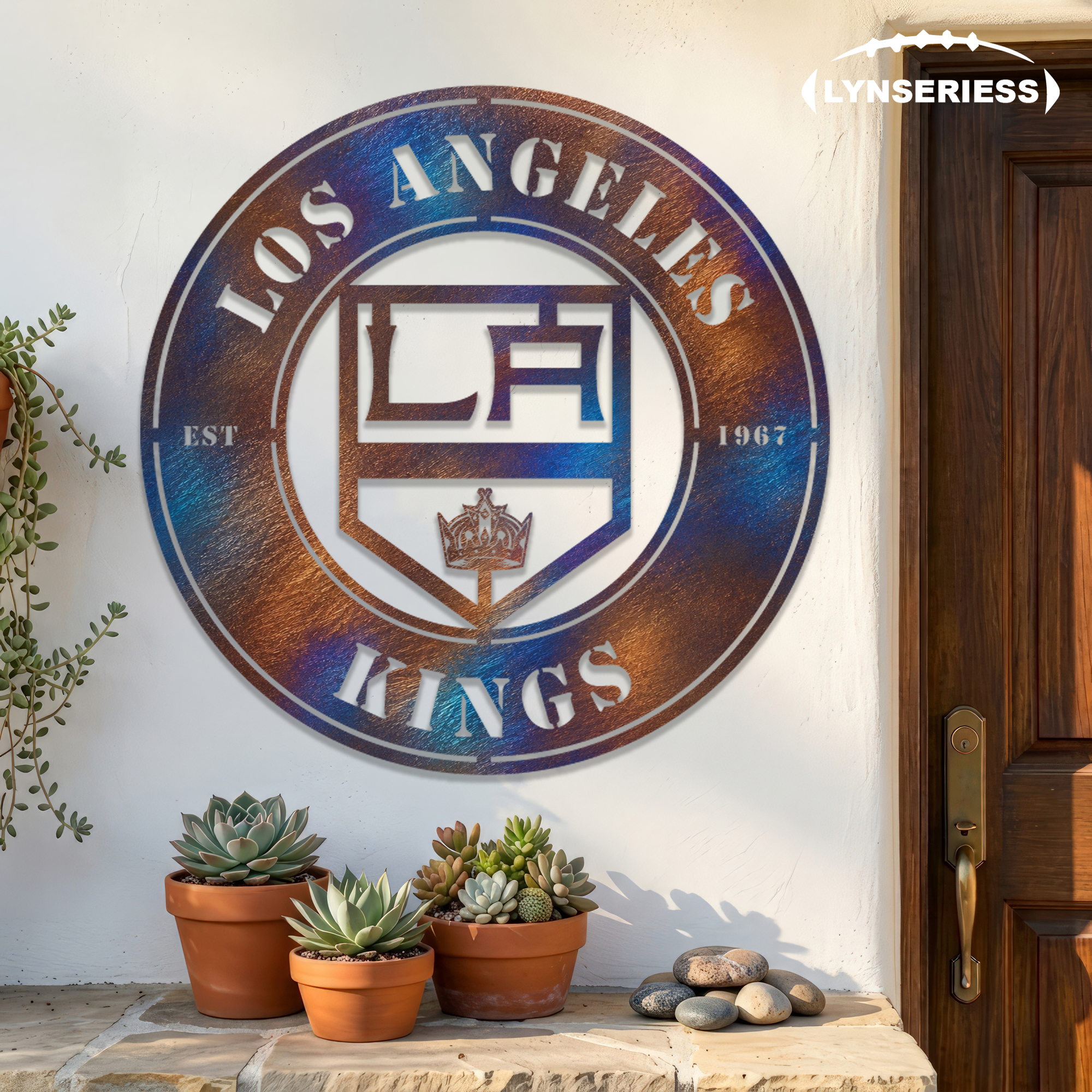 Los Angeles Kings NHL Fire Roasted Metal Wall Art Hockey Fan Gift Outdoor Patio Porch Vintage Decor