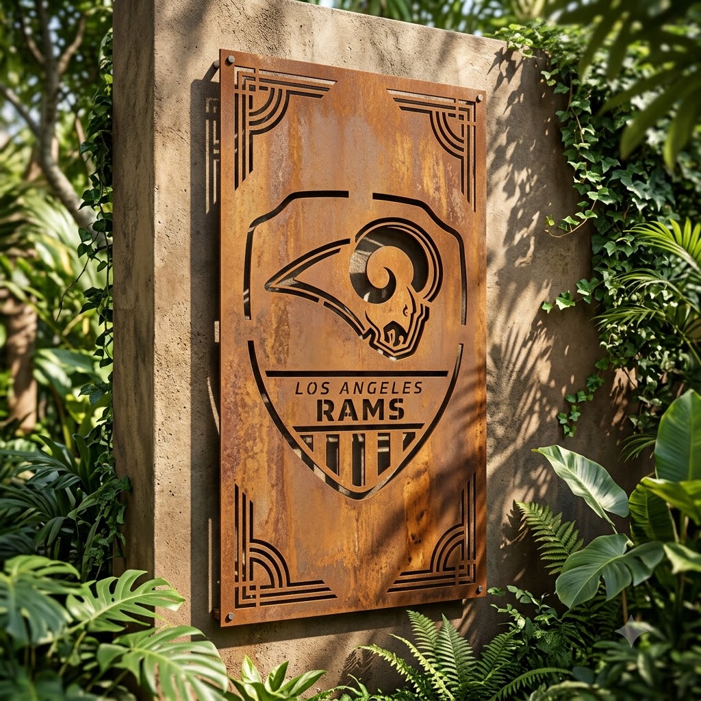 Los Angeles Rams Shield Custom Logo Metal Wall Panel – NFL American Football Fan Wall Decor Gift