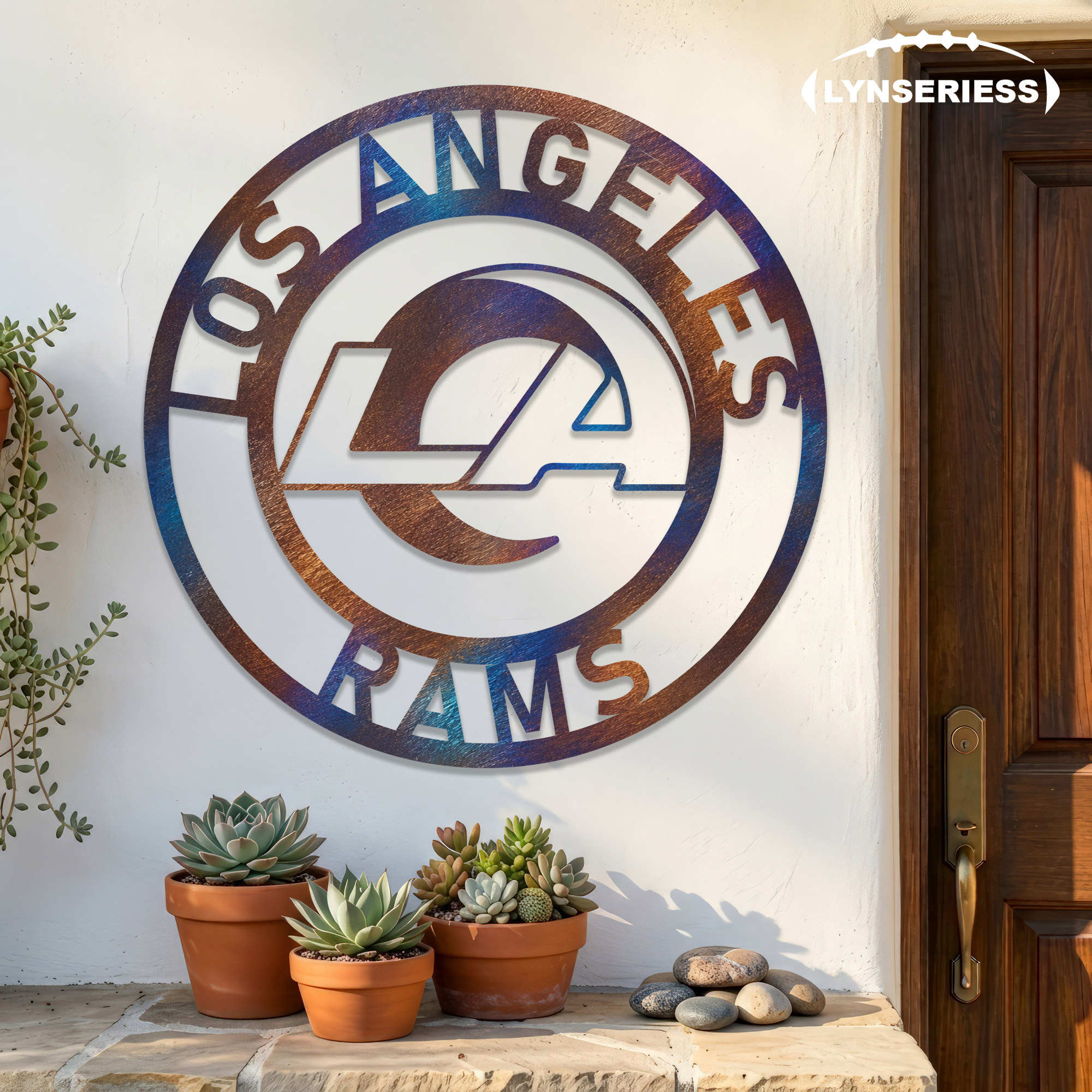 Los Angeles Rams NFL Fire Roasted Metal Wall Art Football Fan Gift Outdoor Patio Porch Vintage Decor