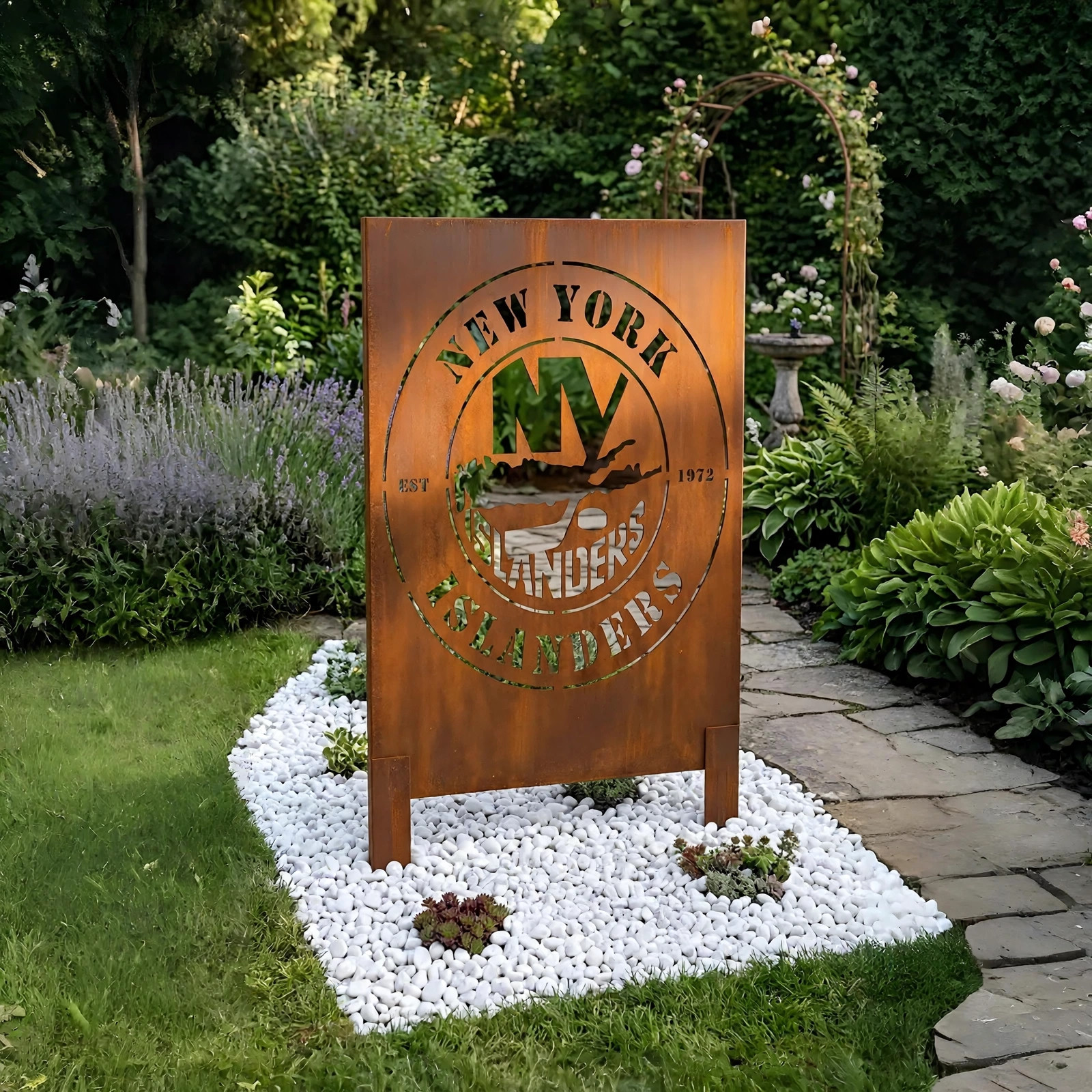 NHL New York Islanders NHL Metal Wall Art Hockey Fan Gift Outdoor Patio Porch Vintage Decor Metal Garden Panel Yard Art Outdoor Decor
