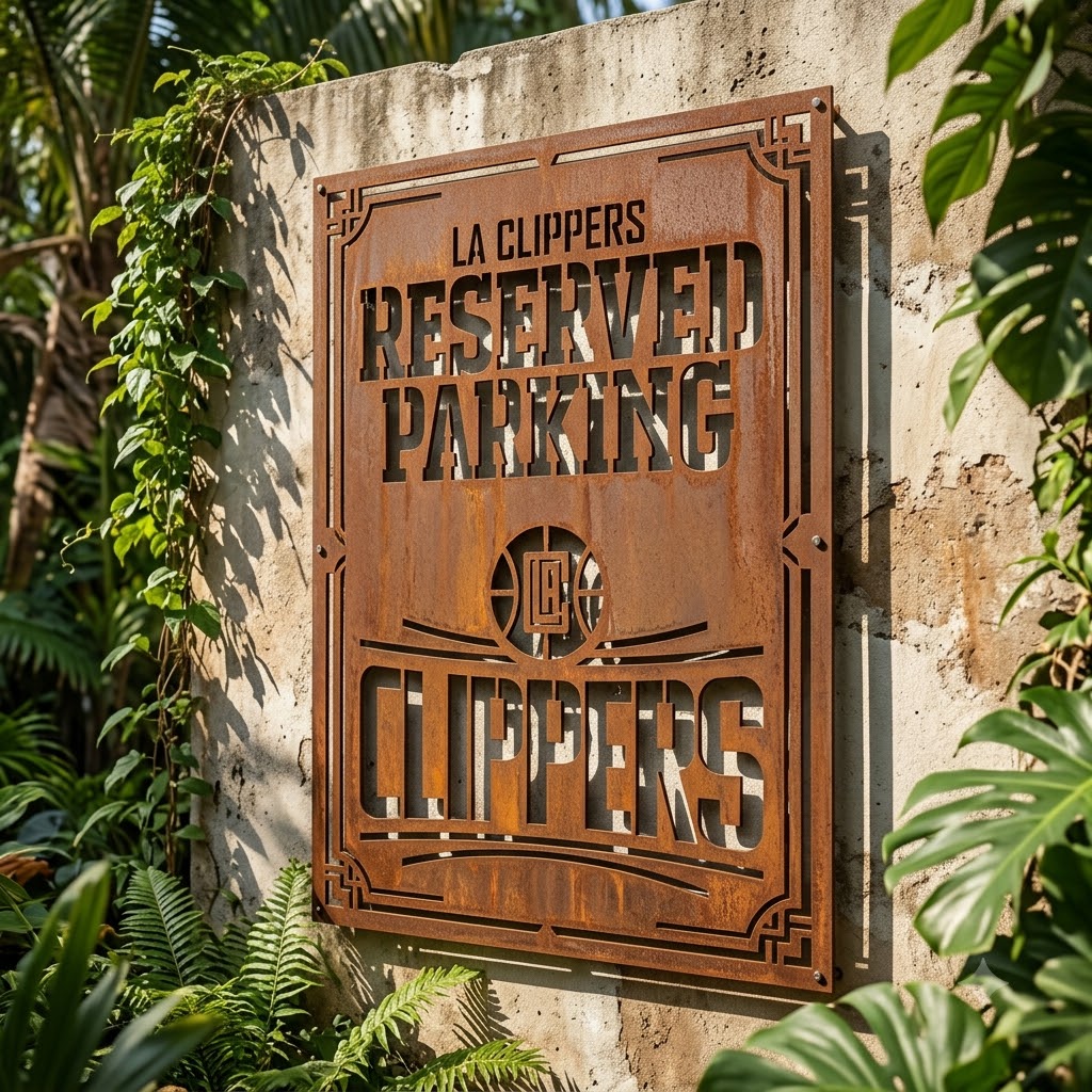 Los Angeles Clippers Reserved Parking Logo Custom Metal Garden PanelNBA Fan Wall Art Home Decor