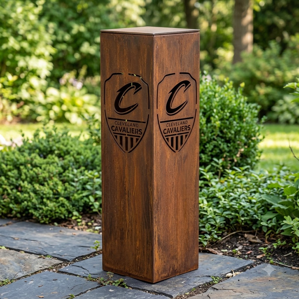 Cleveland Cavaliers Shield Shape Garden Metal ColumnNBA Fan Wall Art Home Decor