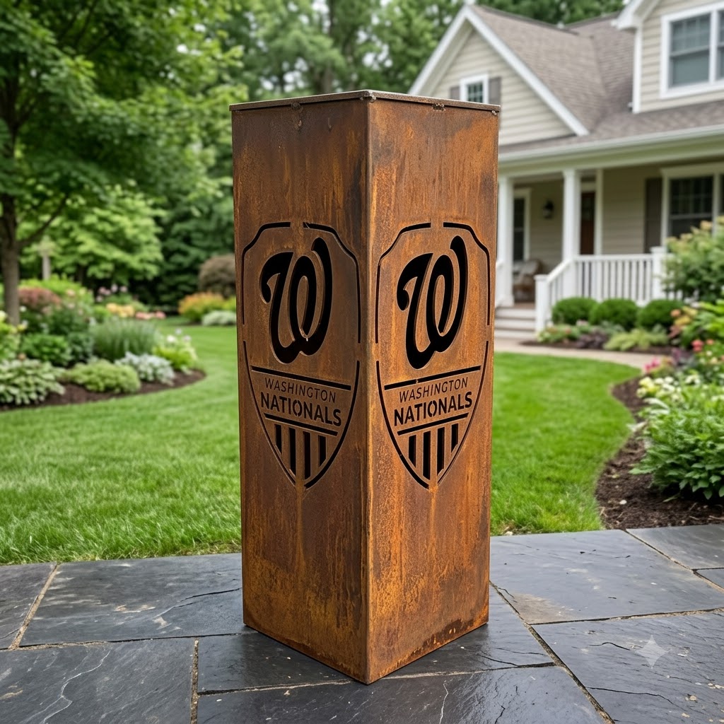 Washington Nationals Shield Shape Metal Sign LED Light MLB Fan Wall Art Home Decor