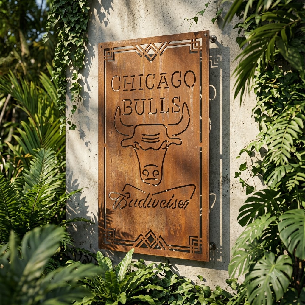 Chicago Bulls Budweiser Custom Metal Garden PanelHome Bar Wall Art Decor
