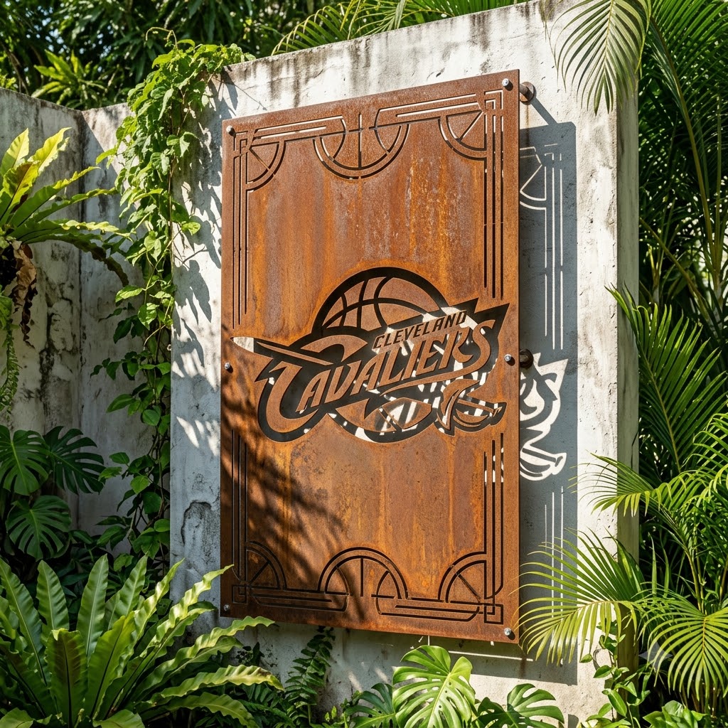 Cleveland Cavaliers Logo Custom Metal Garden PanelNBA Fan Wall Art Home Decor