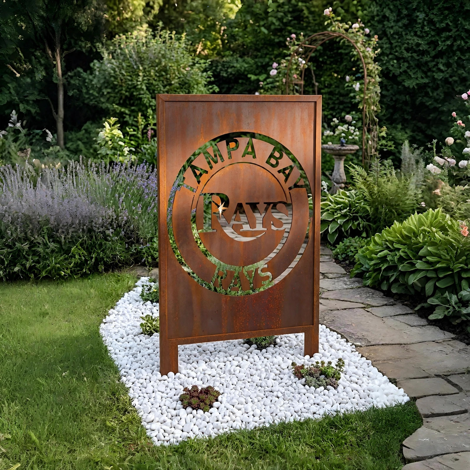 Tampa Bay Rays Logo Metal Garden Panel – MLB Baseball Fan Outdoor Yard Decor Gift