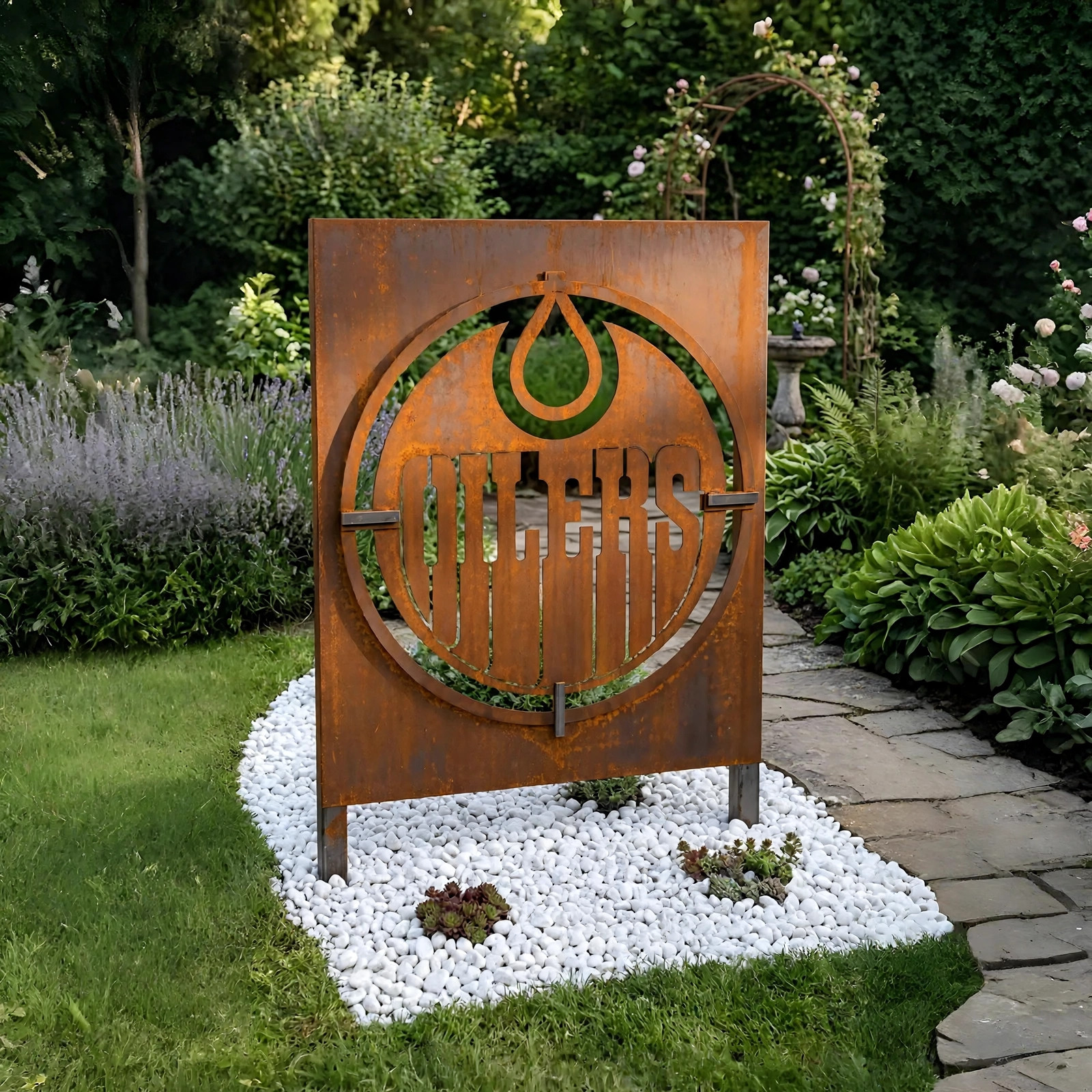 NHL Edmonton Oilers Logo Hockey Wall Art Home Decor Metal Garden Panel Yard Art Outdoor Decor