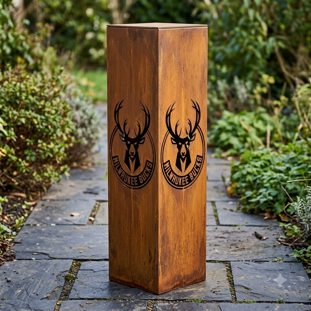 Milwaukee Bucks Logo Garden Metal ColumnNBA Fan Wall Art Home Decor