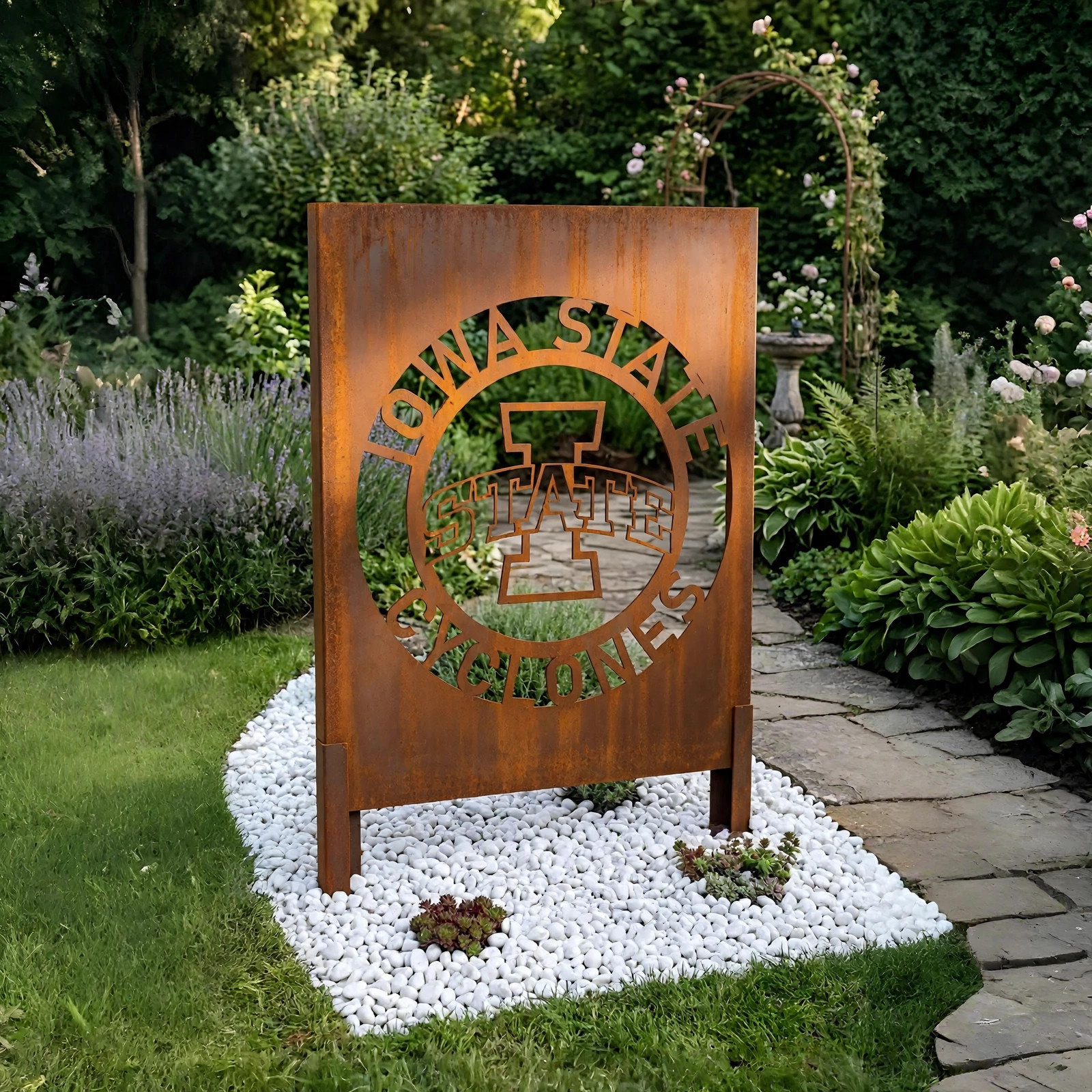 Iowa State Cyclones Logo Metal Garden Panel – NCAA American Football Fan Outdoor Yard Decor Gift