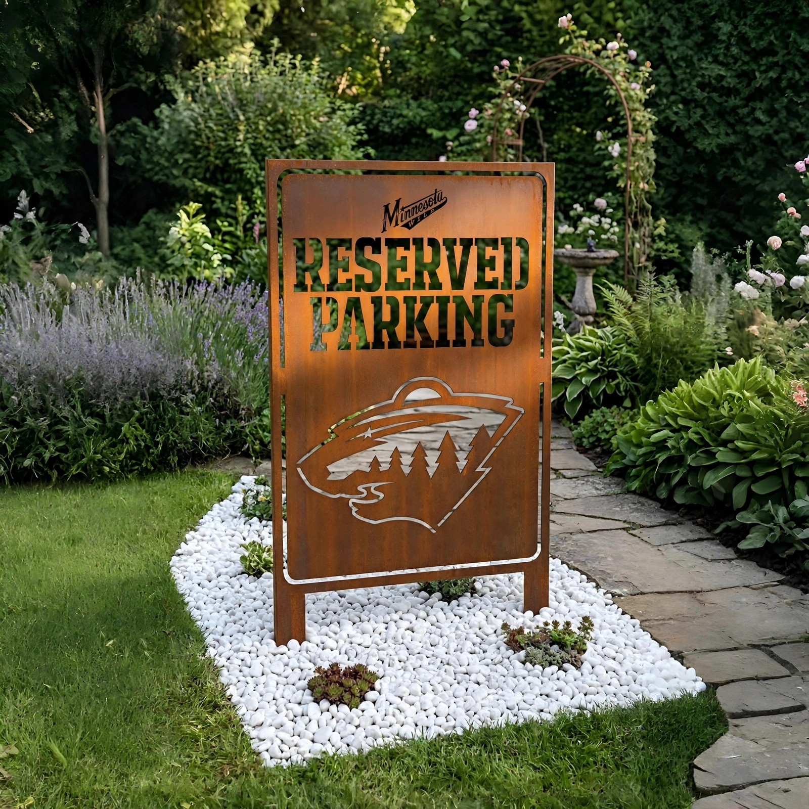 NHL Minnesota Wild Reserved Parking Logo Hockey Wall Art Home Decor Metal Garden Panel Yard Art Outdoor Decor