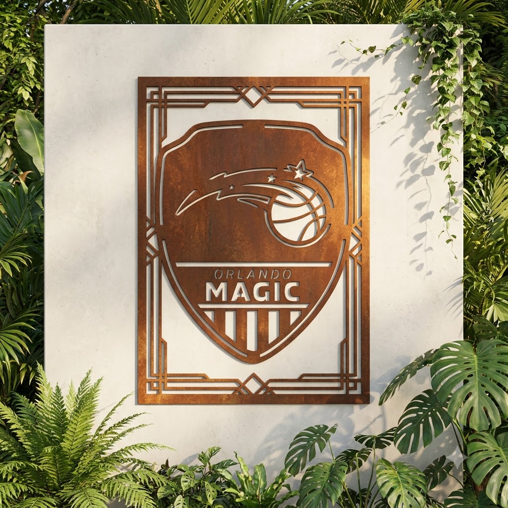 Orlando Magic Shield Shape Custom Metal Garden PanelNBA Fan Wall Art Home Decor
